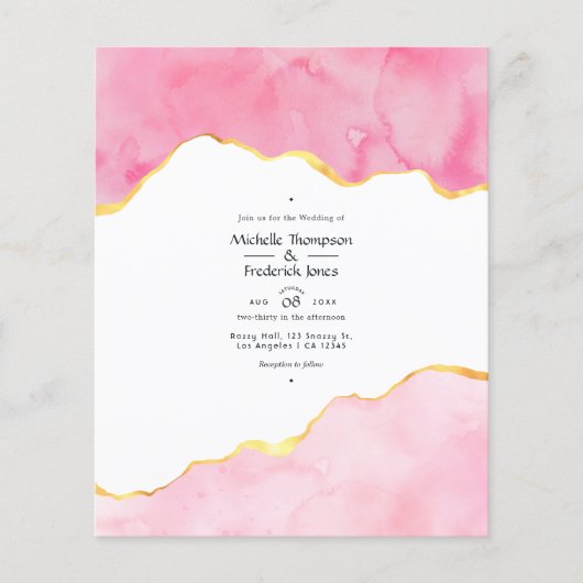 Einladung zur Hochzeit in Rosa und Gold Flyer (Vorne)