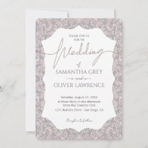 Einladung zur Hochzeit in Rosa und Grau