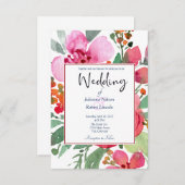 Einladung zur Hochzeit in Rosa und Rot (Vorne/Hinten)