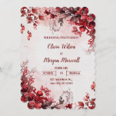 Einladung zur Hochzeit in Rosa und Rot-Flora (Vorne/Hinten)