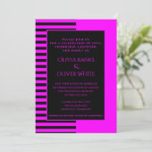 Einladung zur Hochzeit in Rosa und Schwarz (Stehend Vorderseite)