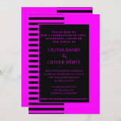 Einladung zur Hochzeit in Rosa und Schwarz (Vorne/Hinten)