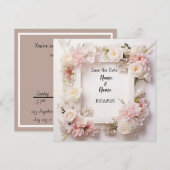 Einladung zur Hochzeit in Rosa und Weiß (Vorne/Hinten)