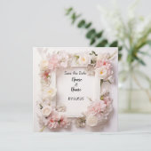 Einladung zur Hochzeit in Rosa und Weiß (Stehend Vorderseite)