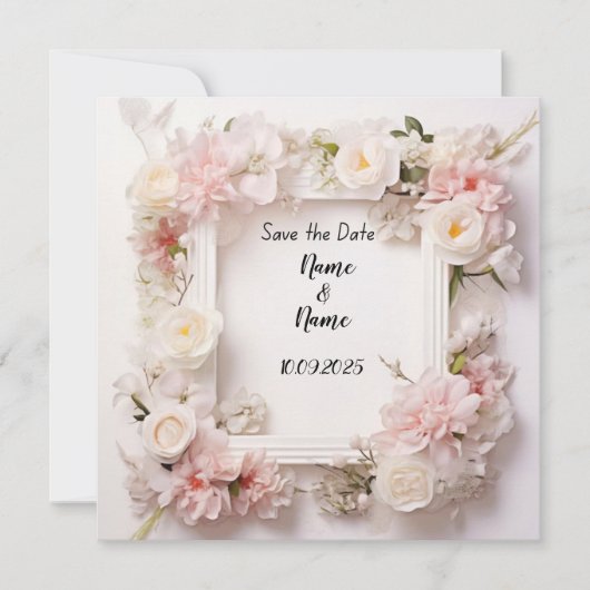 Einladung zur Hochzeit in Rosa und Weiß (Vorderseite)