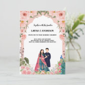 Einladung zur Hochzeit in Rosa und Weiß (Stehend Vorderseite)