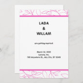 Einladung zur Hochzeit in Rosa und Weiß (Vorne/Hinten)