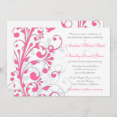 Einladung zur Hochzeit in Rosa und Weiß (Vorne/Hinten)