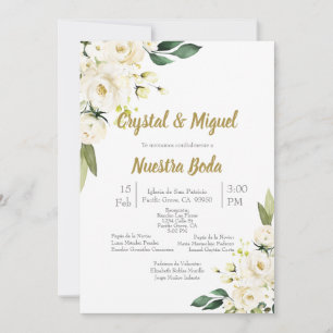 Einladung zur Hochzeit in Rosa und Weiß auf Spanis