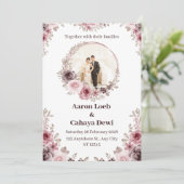 Einladung zur Hochzeit in Rosa und Weißem Foto (Stehend Vorderseite)