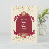 Einladung zur Hochzeit in Rot und Creme (Stehend Vorderseite)