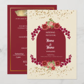 Einladung zur Hochzeit in Rot und Creme (Vorne/Hinten)