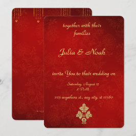 Einladung zur Hochzeit in Rot und Gold