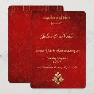 Einladung zur Hochzeit in Rot und Gold