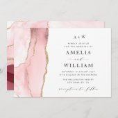 Einladung zur Hochzeit in Rot und Gold (Vorne/Hinten)