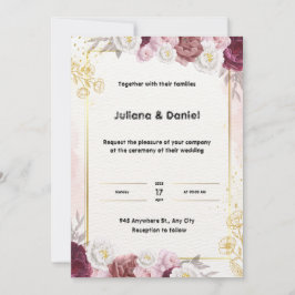 Einladung zur Hochzeit in Rot und Gold