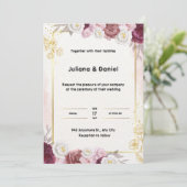 Einladung zur Hochzeit in Rot und Gold (Stehend Vorderseite)