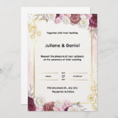 Einladung zur Hochzeit in Rot und Gold (Vorne/Hinten)