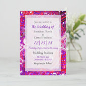 Einladung zur Hochzeit in Rot und Lila Fluid Art (Stehend Vorderseite)