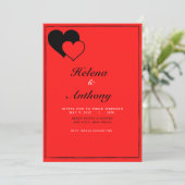 Einladung zur Hochzeit in Rot und Schwarzes Herz (Stehend Vorderseite)
