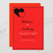 Einladung zur Hochzeit in Rot und Schwarzes Herz (Vorne/Hinten)