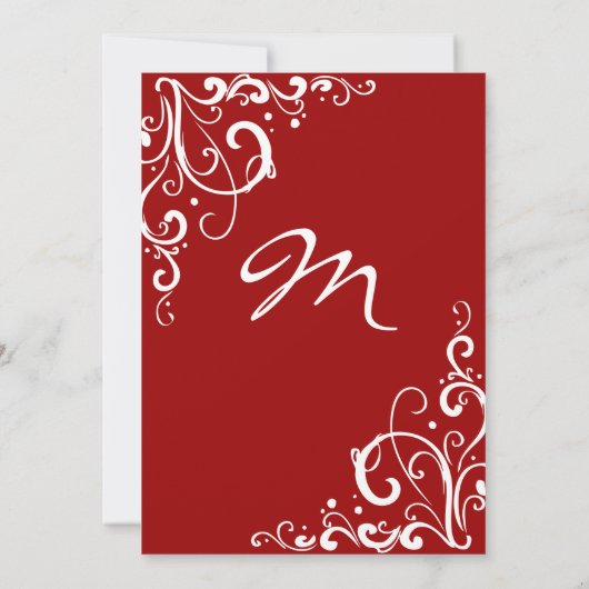 Einladung zur Hochzeit in Rot und Weiß (Rückseite)