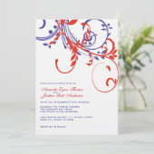 Einladung zur Hochzeit in Rot, Weiß, Blau (Stehend Vorderseite)