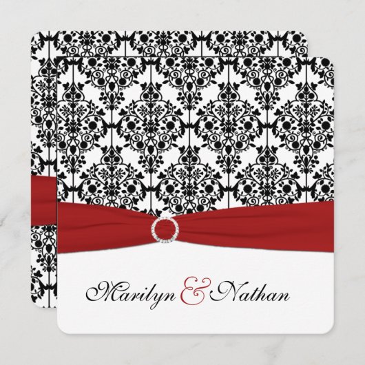 Einladung zur Hochzeit in Rot, Weiß und Schwarz 2 (Vorne/Hinten)