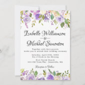 Einladung zur Hochzeit in Rustikal Lila und cremef (Vorderseite)