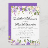 Einladung zur Hochzeit in Rustikal Lila und cremef (Vorne/Hinten)