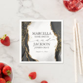 Einladung zur Hochzeit in Schwarz, Gold und Grau Serviette (Beispiel)