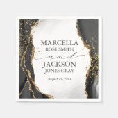 Einladung zur Hochzeit in Schwarz, Gold und Grau Serviette (Vorderseite)