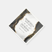 Einladung zur Hochzeit in Schwarz, Gold und Grau Serviette (Ecke)