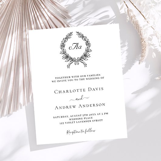 Einladung zur Hochzeit in Schwarz-Kranz