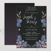 Einladung zur Hochzeit in Schwarz und Blau (Vorne/Hinten)