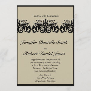 Einladung zur Hochzeit in Schwarz und Creme