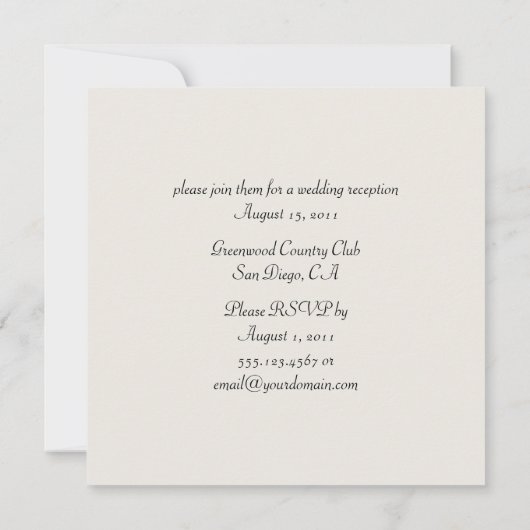 Einladung zur Hochzeit in Schwarz und Creme (Rückseite)