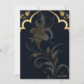 Einladung zur Hochzeit in Schwarz und Gold (Rückseite)