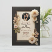 Einladung zur Hochzeit in Schwarz und Gold (Stehend Vorderseite)