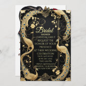 Einladung zur Hochzeit in Schwarz und Gold (Vorne/Hinten)