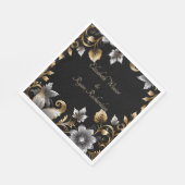Einladung zur Hochzeit in Schwarz und Gold Serviette (Ecke)
