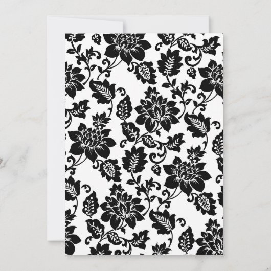 Einladung zur Hochzeit in Schwarz und Lila Damasku (Rückseite)