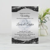 Einladung zur Hochzeit in Schwarz und Silber (Stehend Vorderseite)