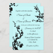 Einladung zur Hochzeit in Schwarz und Türkis (Vorne/Hinten)
