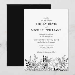 Einladung zur Hochzeit in Schwarz und Weiß