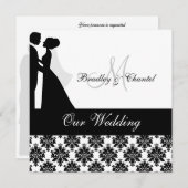 Einladung zur Hochzeit in Schwarz und Weiß (Vorne/Hinten)