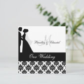 Einladung zur Hochzeit in Schwarz und Weiß (Stehend Vorderseite)