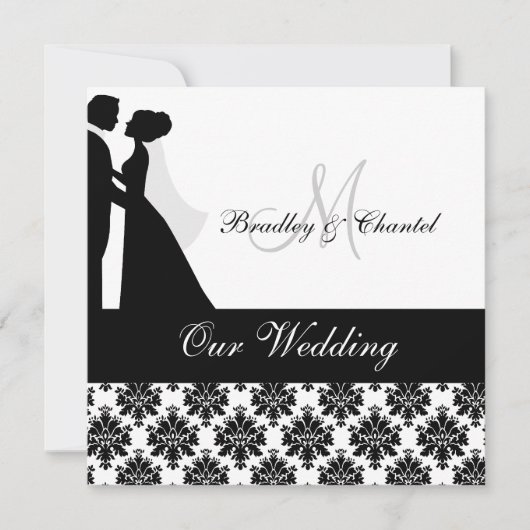 Einladung zur Hochzeit in Schwarz und Weiß (Vorderseite)