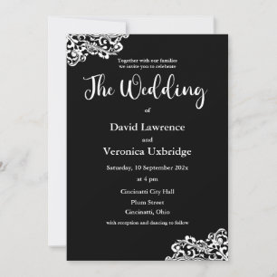 Einladung zur Hochzeit in Schwarz und Weiß