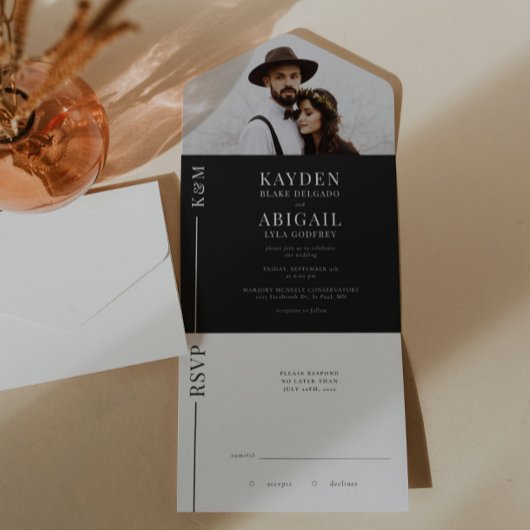 Einladung zur Hochzeit in Schwarz und Weiß